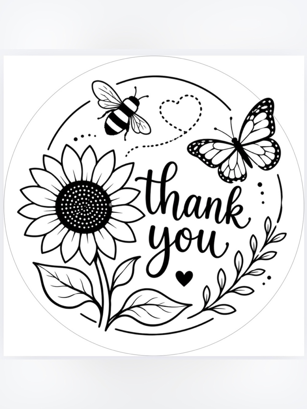Handmade 50 Count Sunflower Thank You Stickers 2” x 2”